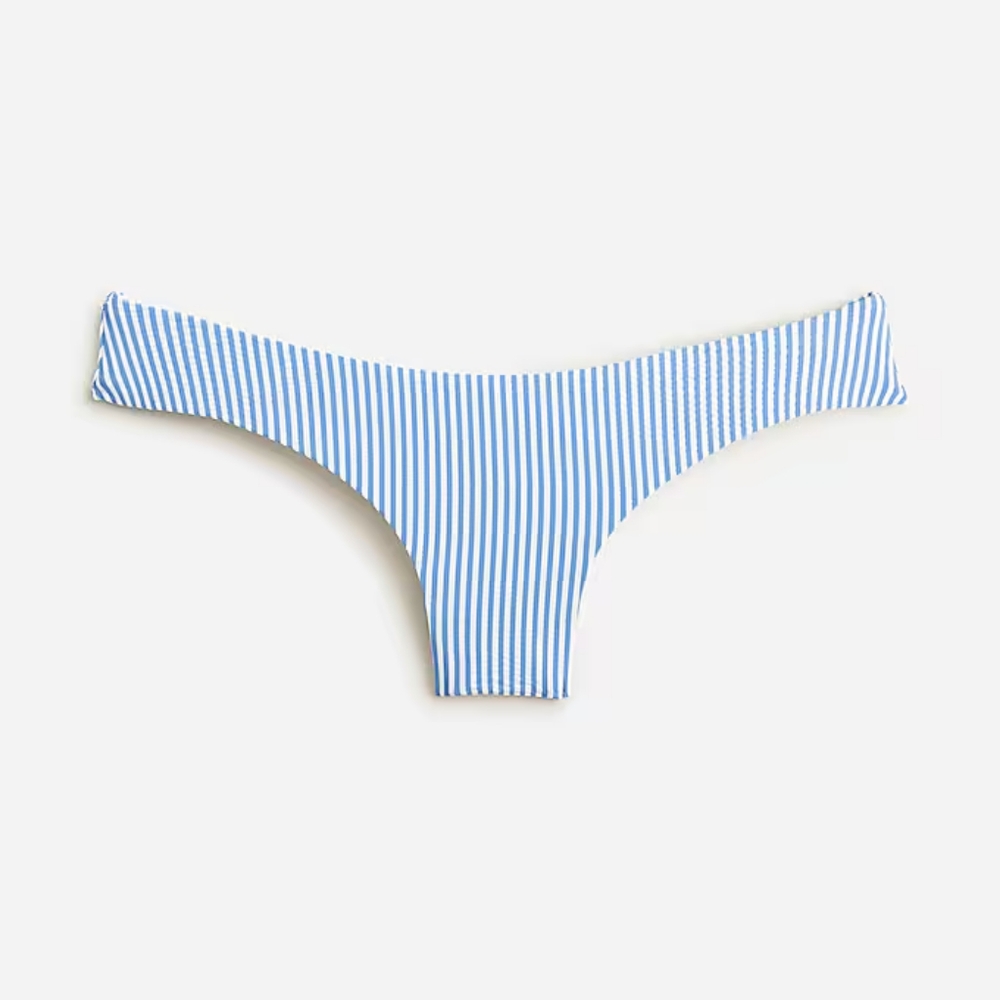 J. CREW Hipster Bikini Bottom in Seersucker Women's Medium Blue White Stripe NWT